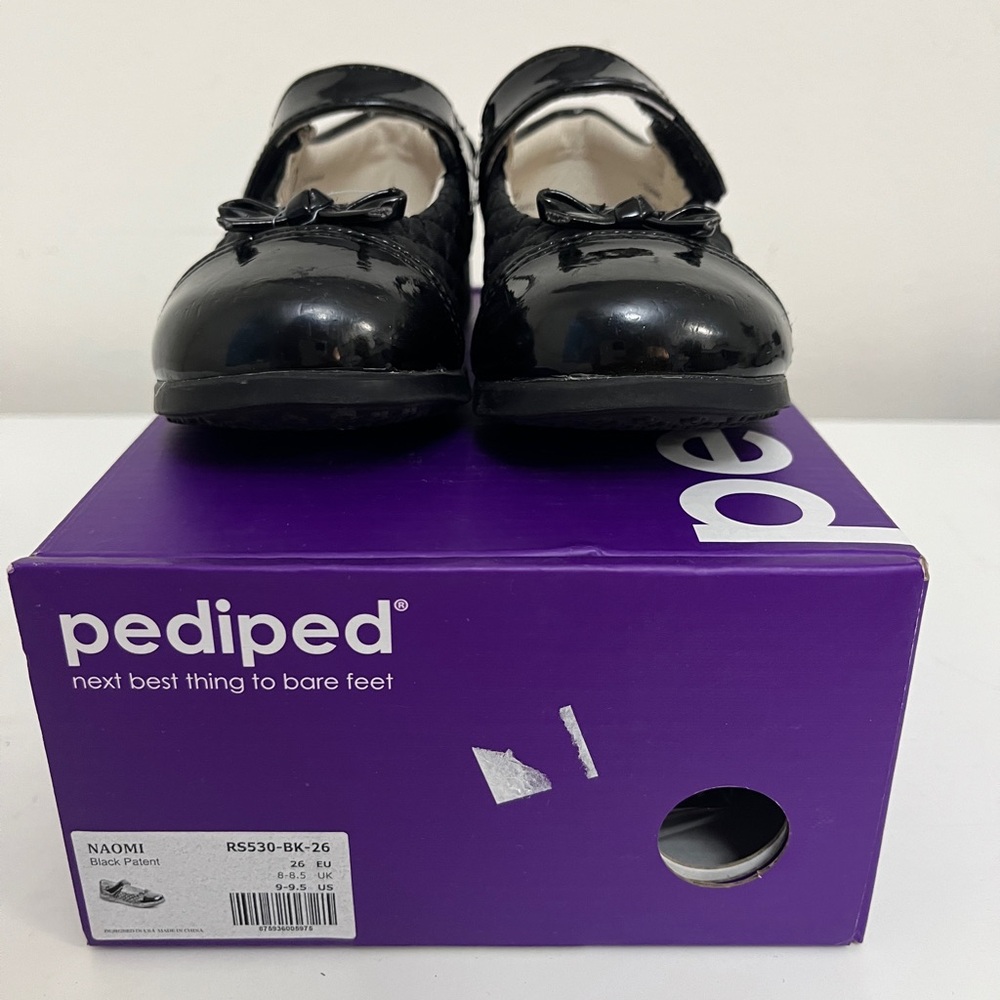 Pediped Toddler Girls Black Patent Mary Jane EEUC EU Size 26 (US 9/9.5)